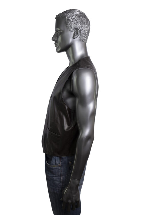 Men's Leather Waistcoat - Brown - Image 4