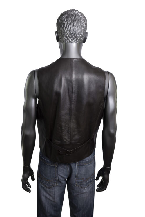 Men's Leather Waistcoat - Brown - Image 6