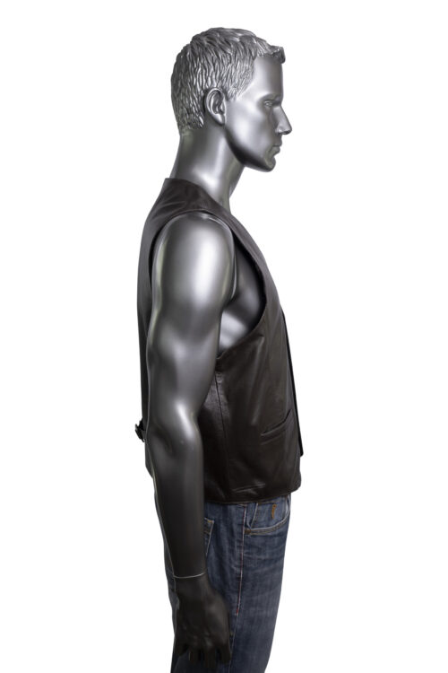 Men's Leather Waistcoat - Brown - Image 5