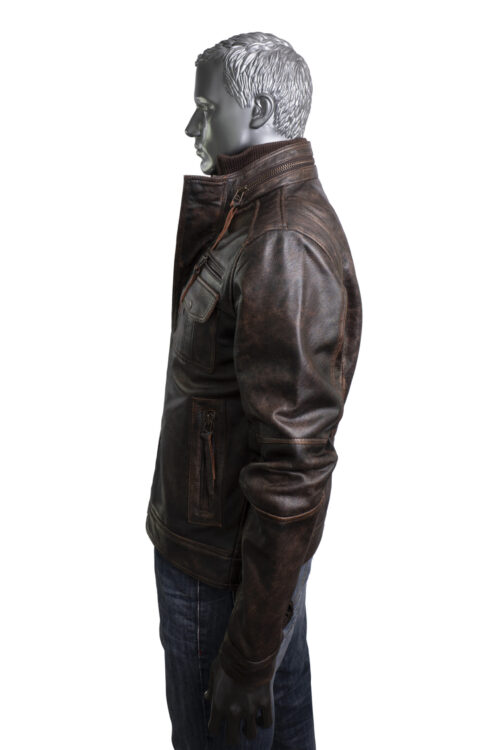 Men's Vintage Leather Biker Jacket - Image 7