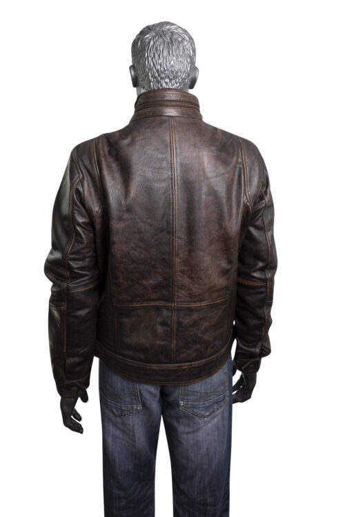 Men's Vintage Leather Biker Jacket - Image 8