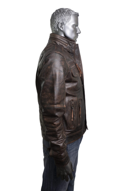 Men's Vintage Leather Biker Jacket - Image 2